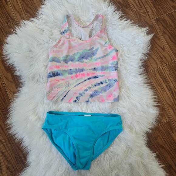 GAP Other - Kids Tankini Set | Gap Tie-Dye Top (M) + Old Navy Solid Blue Bottom (L) | Swim